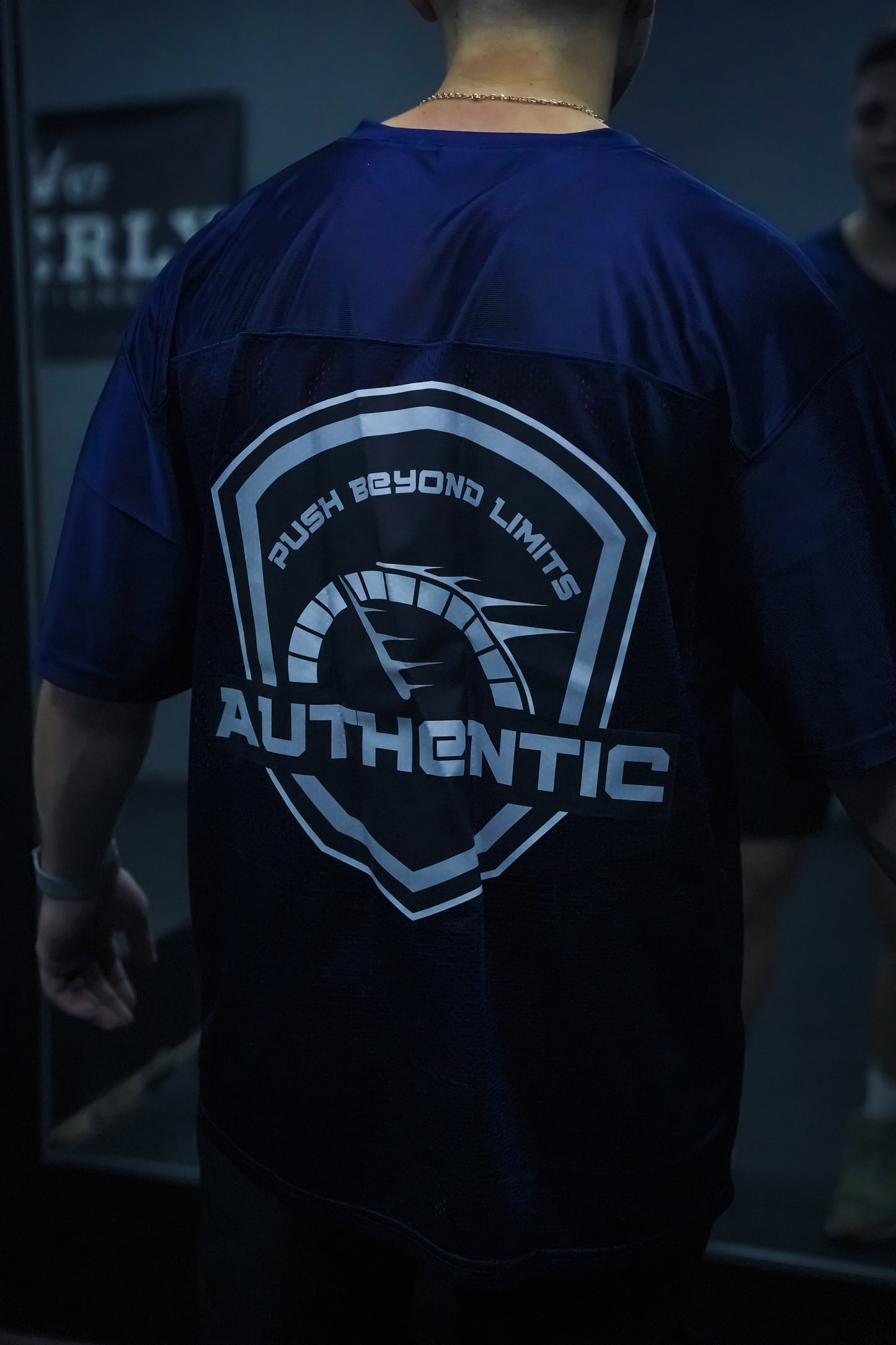 "PUSH BEYOND LIMITS" Premium Navy Mesh Jersey